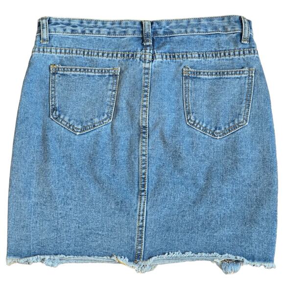 Women's Blue Denium Distressed Skirt Sz. US Medium-China XL - Picture 2 of 4